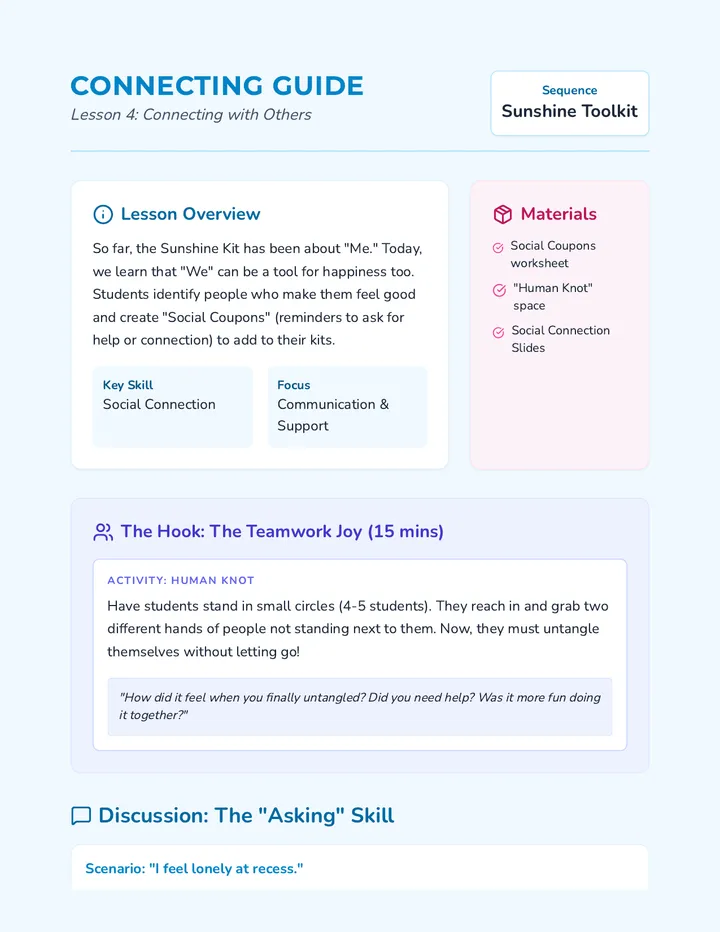 Connecting Others Teacher Guide