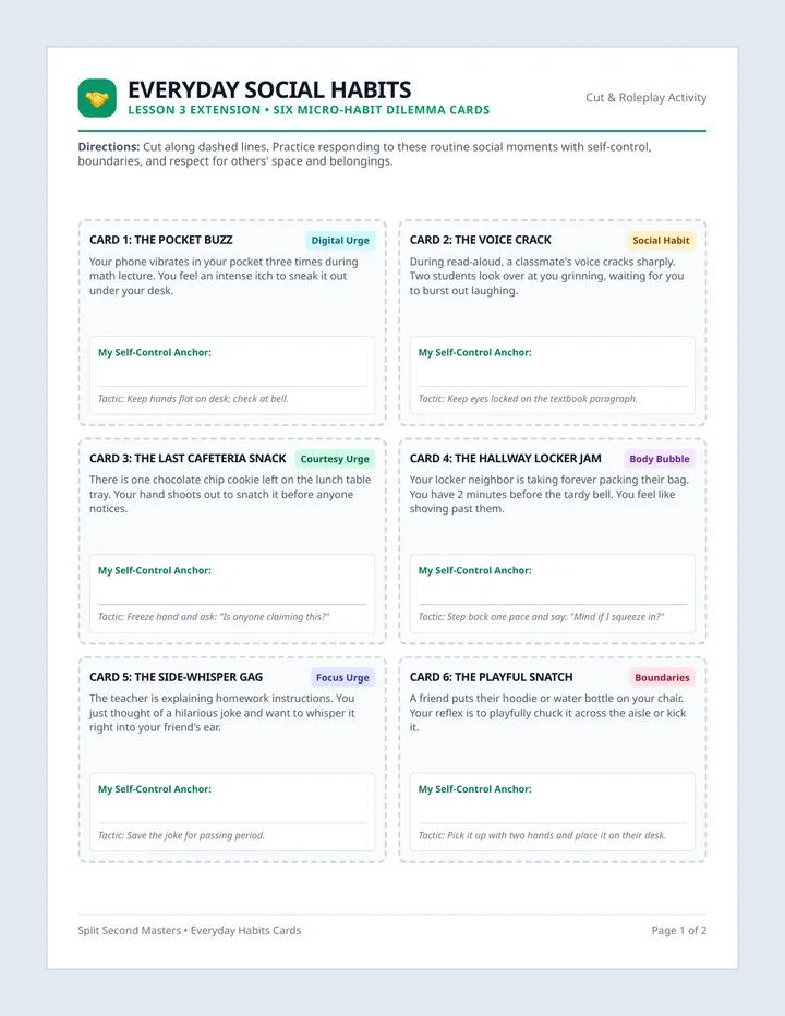 Everyday Habits Scenario Cards