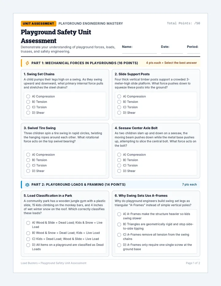 Playground Safety Unit Assessment