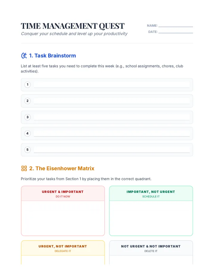 Time Management Worksheet