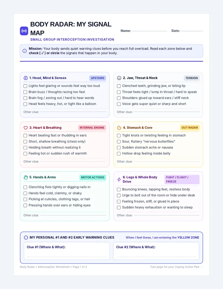 Body Clues Worksheet