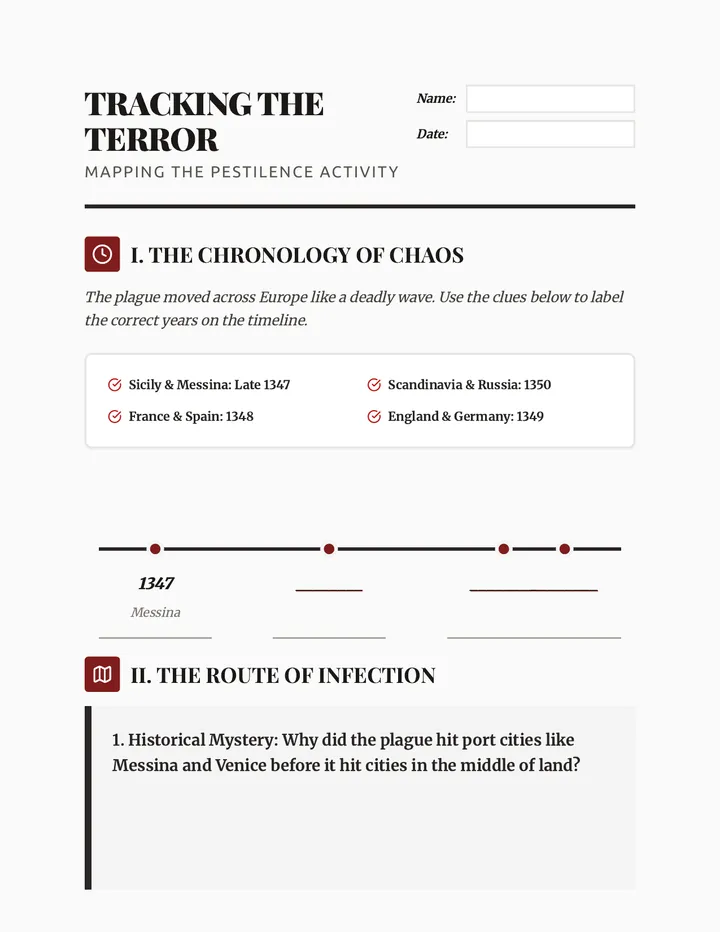 Tracking the Terror Worksheet