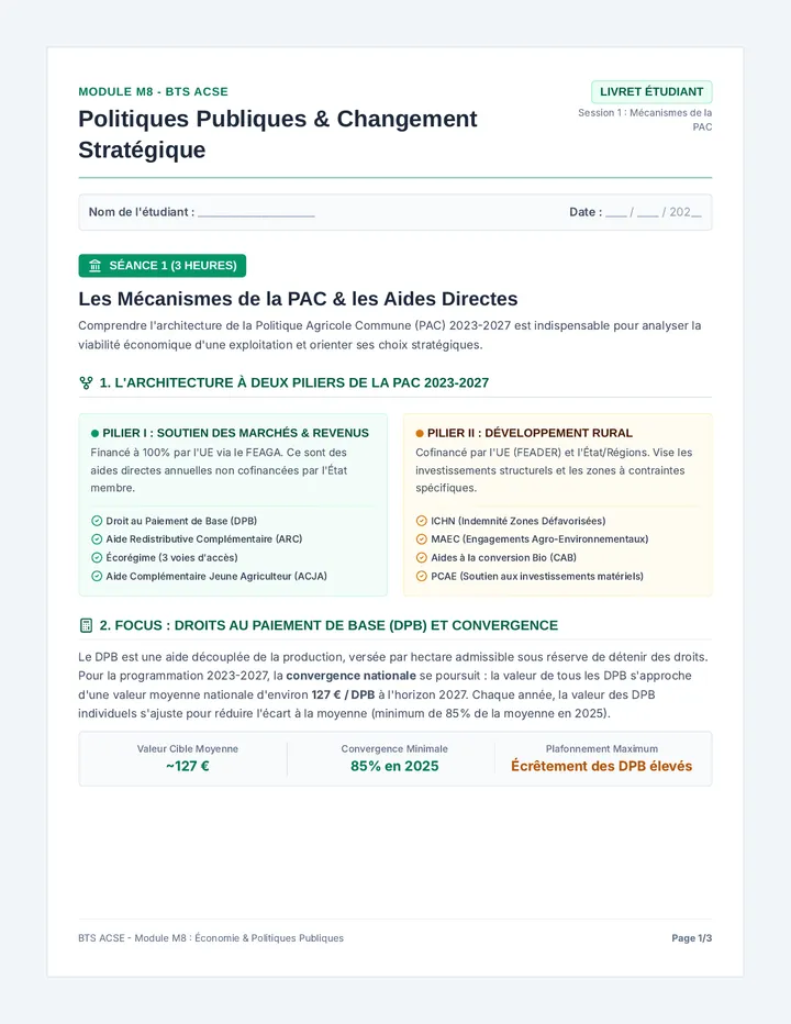 PAC Mécanismes Livret Étudiant