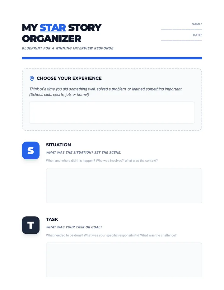 STAR Story Organizer Activity