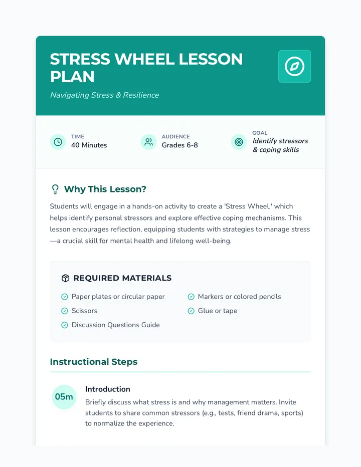 Stress Wheel Lesson Plan