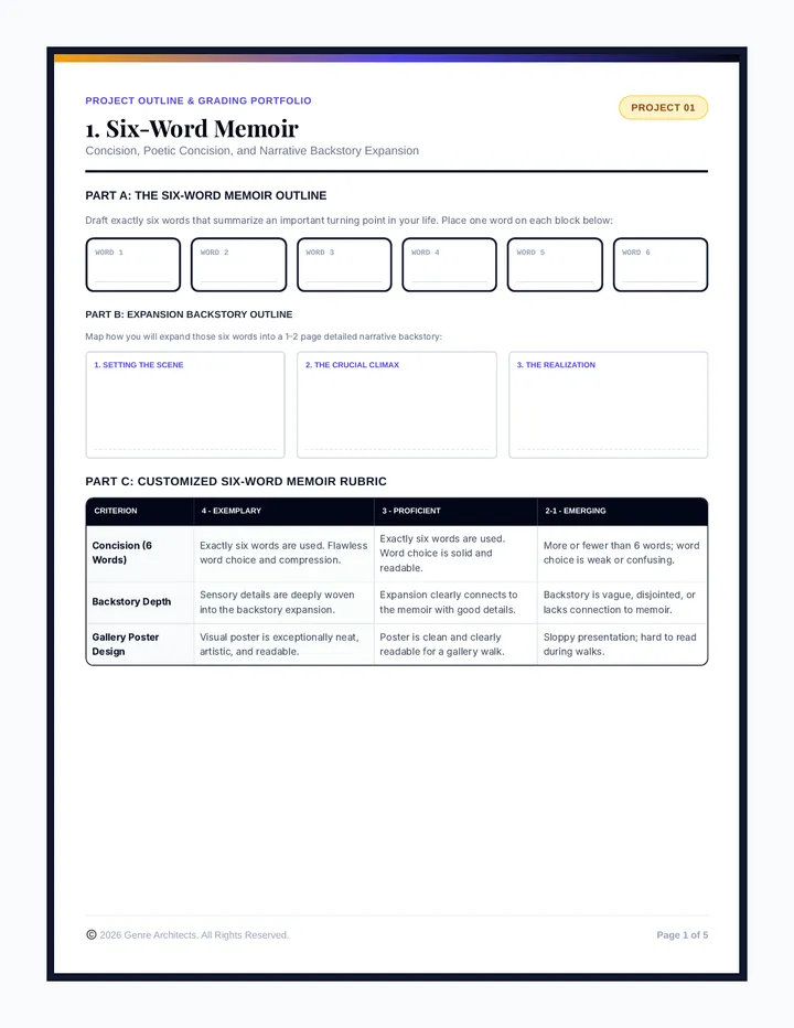 Narrative Project Outlines and Rubrics