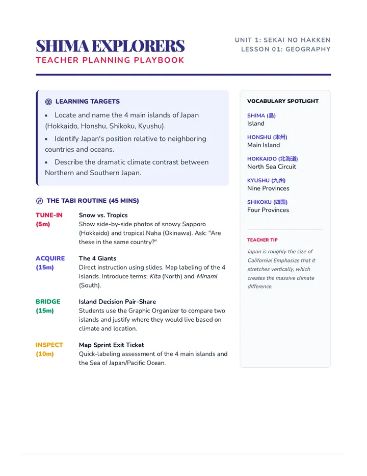 Shima Explorers Teacher Guide