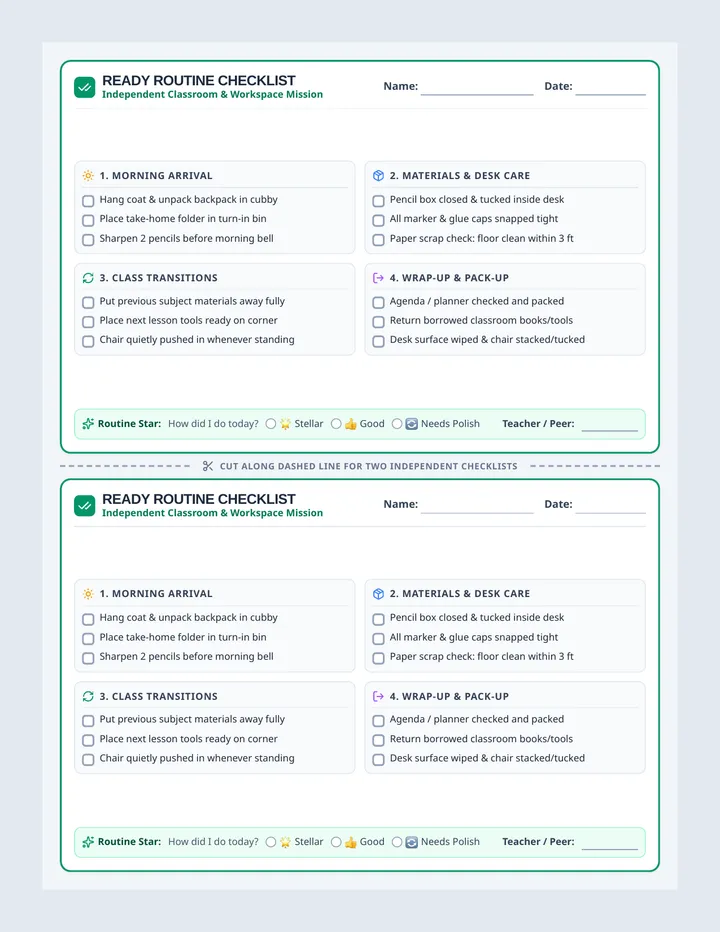 Ready Routine Task Checklist
