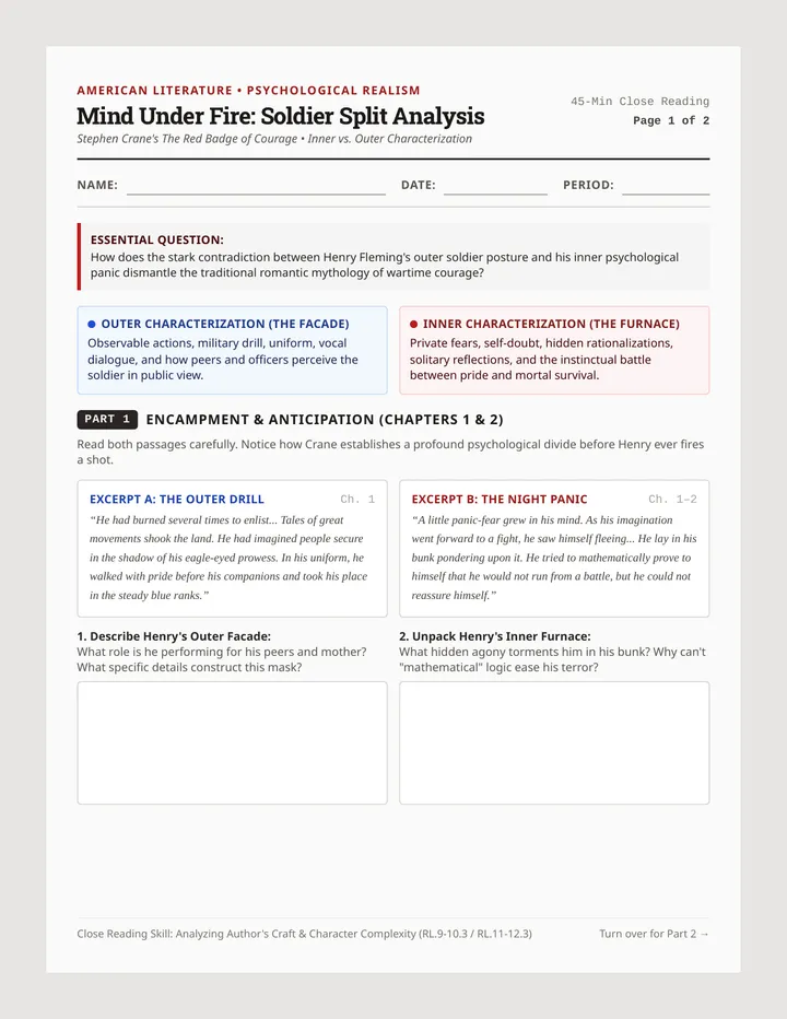 Soldier Split Worksheet