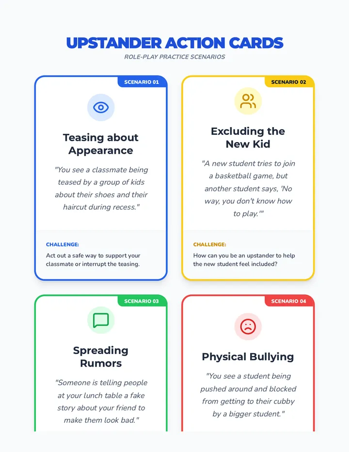 Upstander Role Play Cards