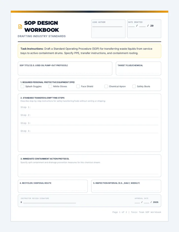 Toxic Team SOP Workbook