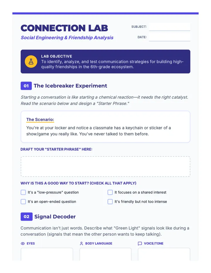 Connection Lab Worksheet