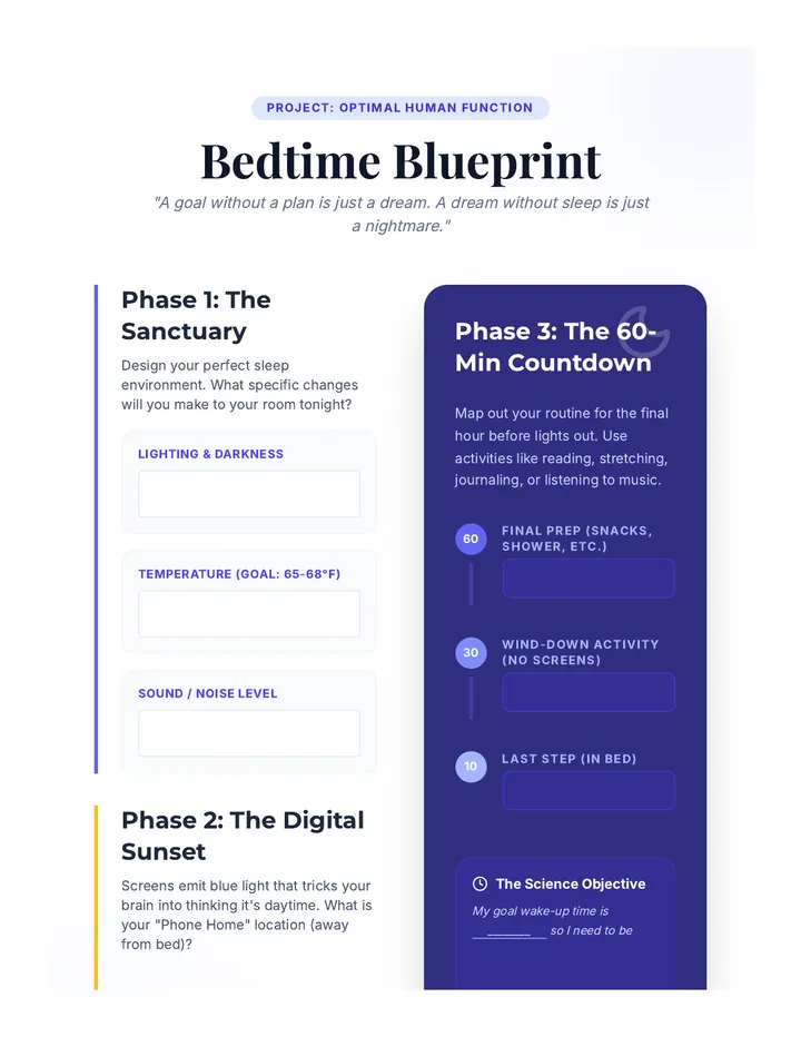 Bedtime Blueprint Activity