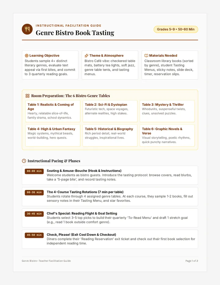 Genre Bistro Lesson Plan