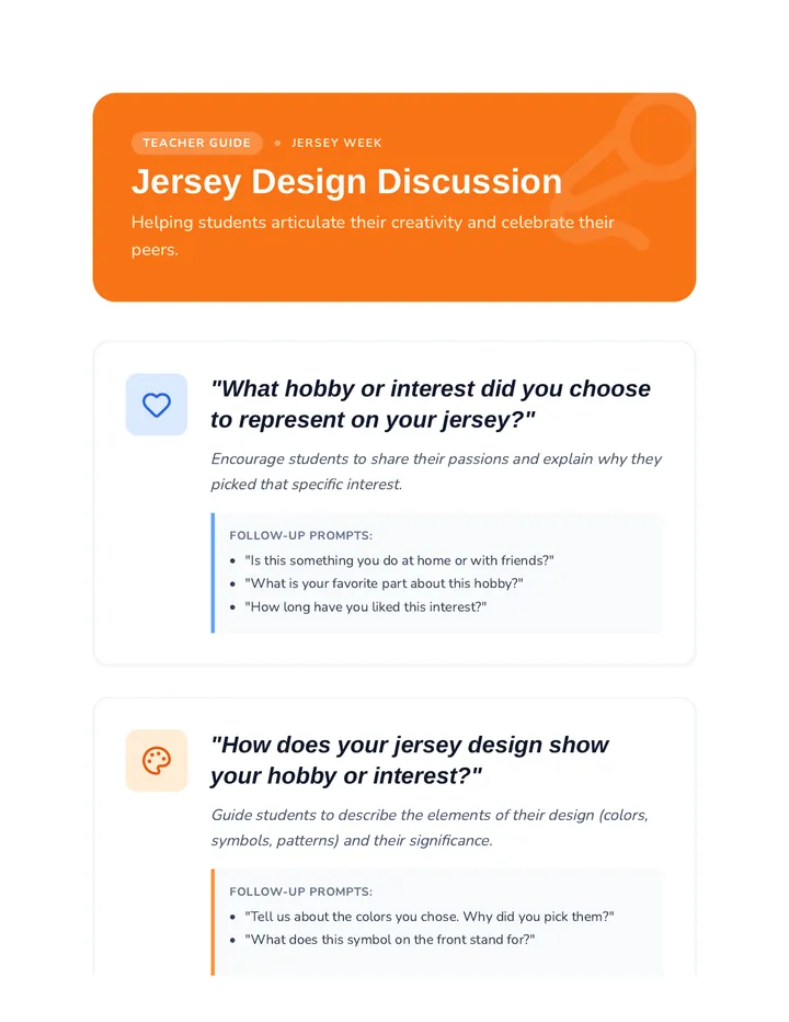 Jersey Design Discussion Guide Teacher Resource