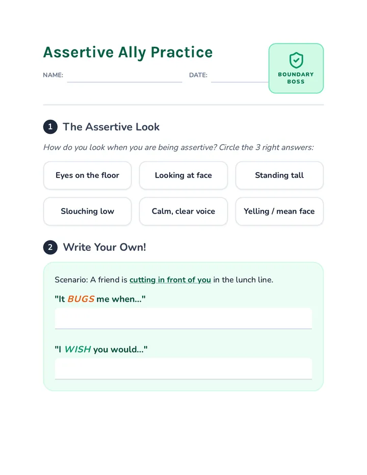 Assertive Ally Worksheet