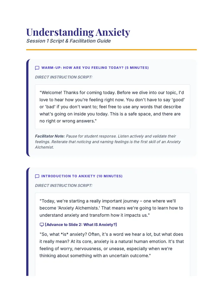 Understanding Anxiety Script