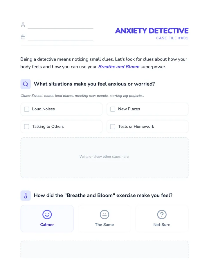 Anxiety Detective Journal Worksheet