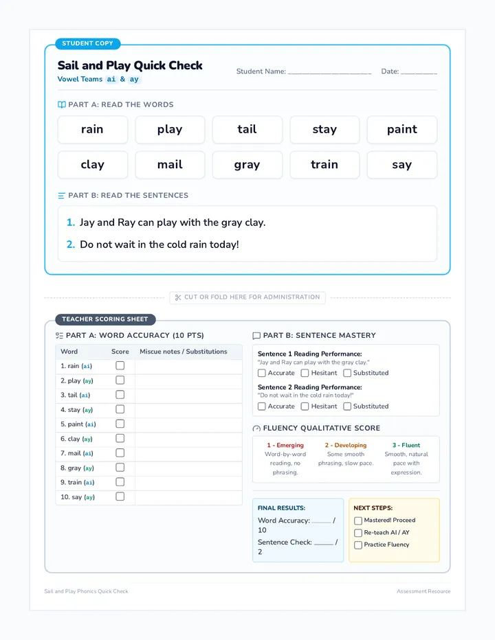 Sail and Play Quick Check