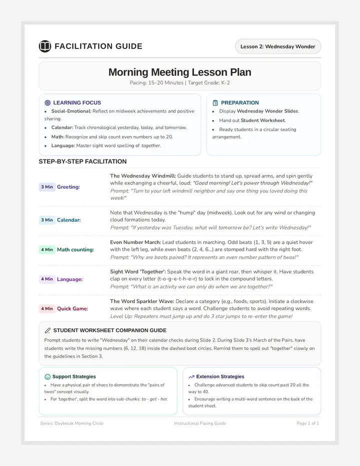 Wednesday Wonder Teacher Guide