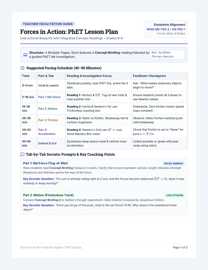 Forces in Action Teacher Guide