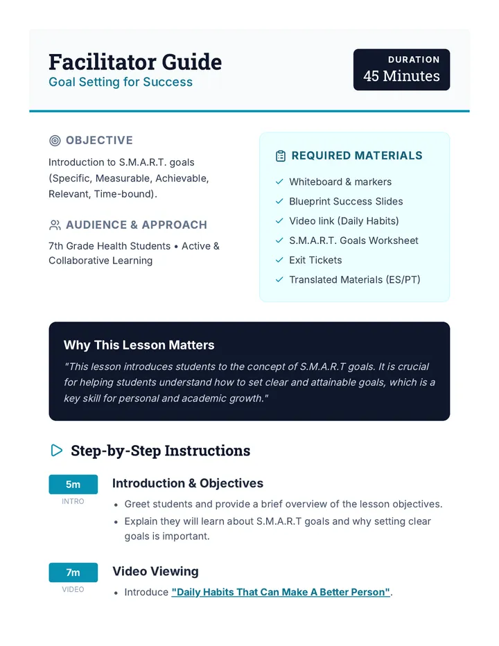 Goal Setting Facilitator Guide
