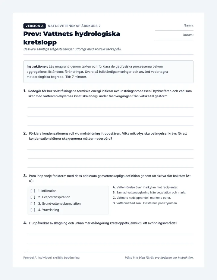Water Cycle Simulation Handout