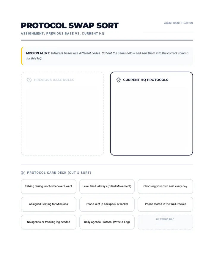 Rule Swap Sort Worksheet