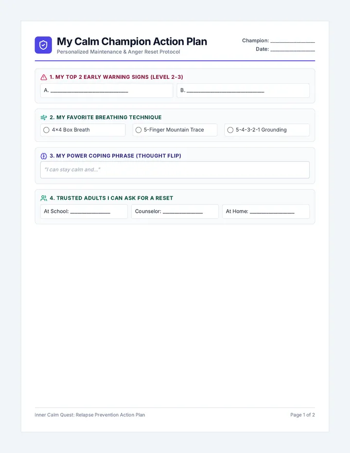 Calm Champion Action Plan