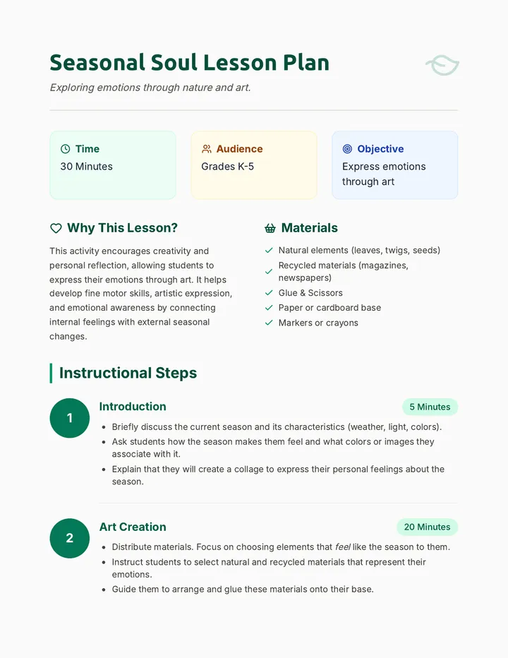 Seasonal Soul Lesson Plan