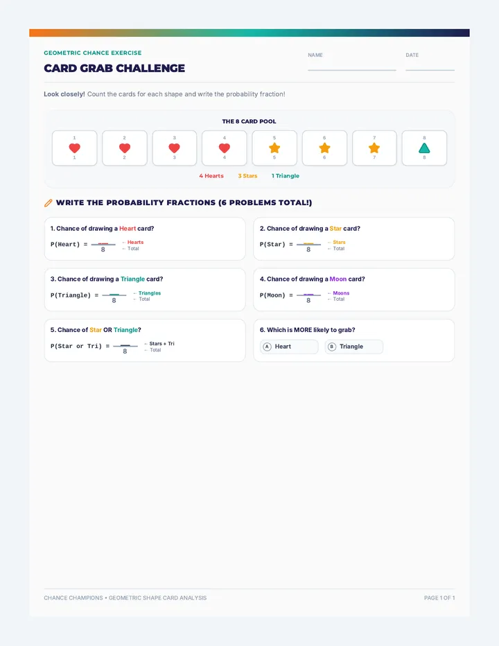 Card Grab Worksheet