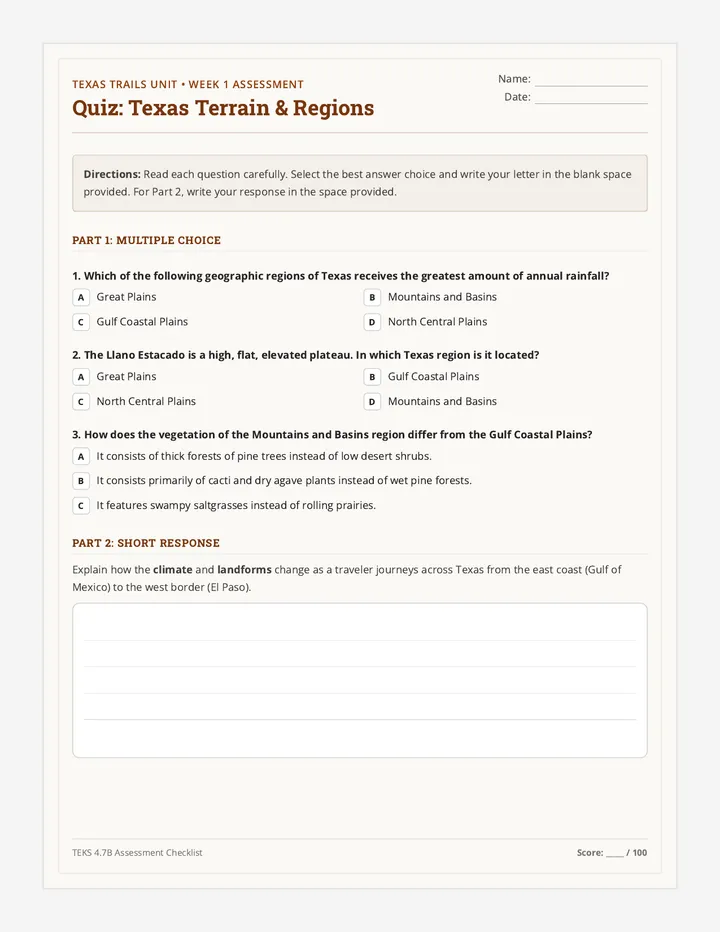 Texas Terrain Quiz