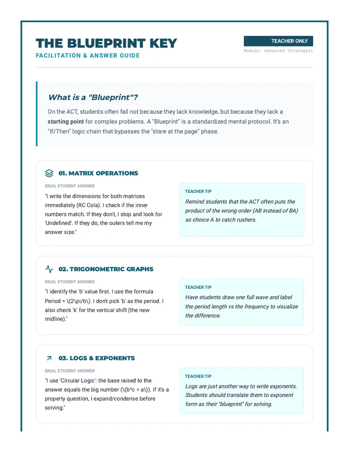 Strategy Blueprint Answer Key