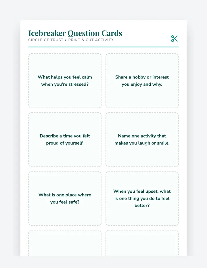 Icebreaker Question Cards Printout