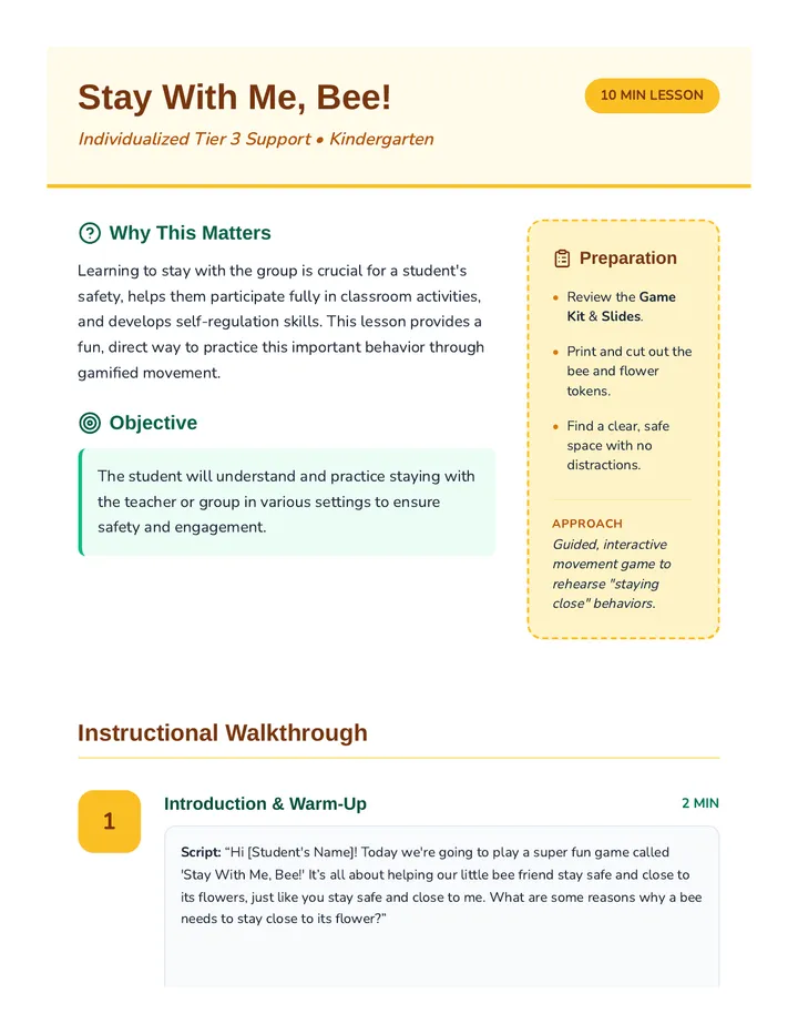 Stay With Me Bee Lesson Plan