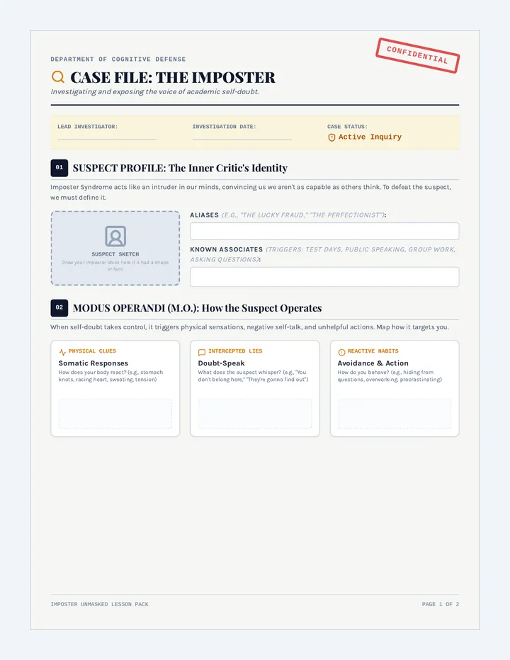 Imposter Case File Activity Sheet