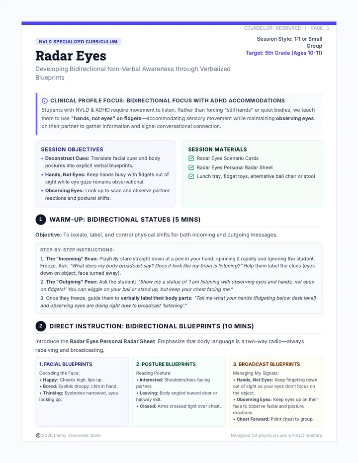Radar Eyes Counselor Guide