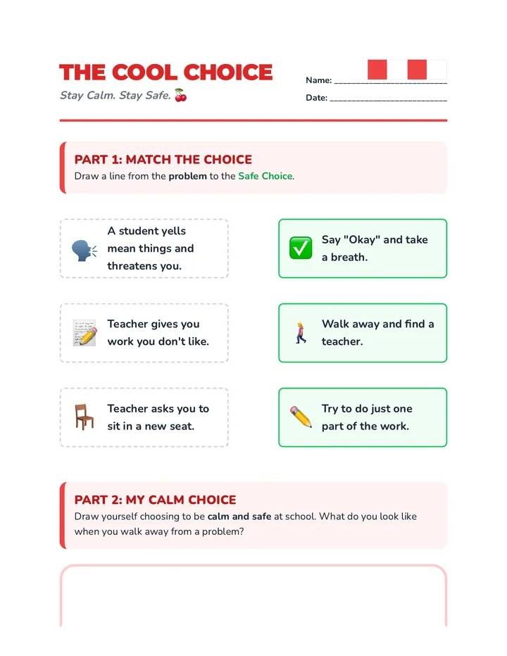 The Cool Choice Worksheet