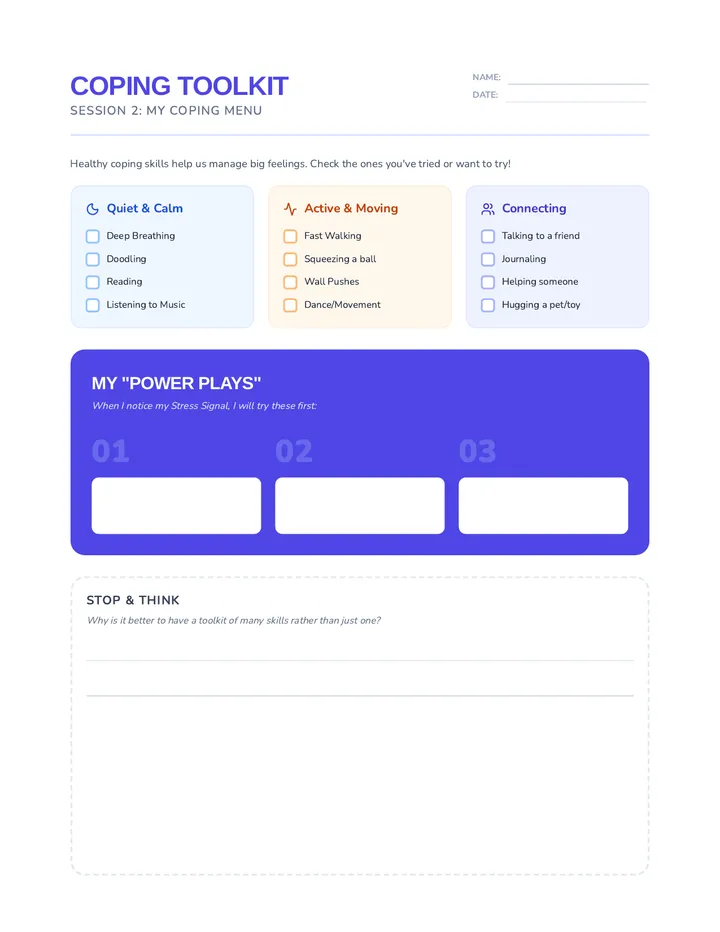 Coping Toolkit Worksheet Slice