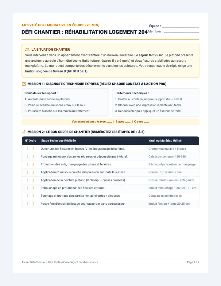 Défi Chantier Activité
