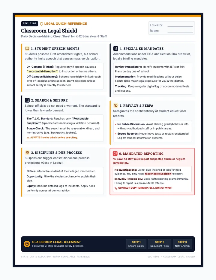 Classroom Legal Reference Card