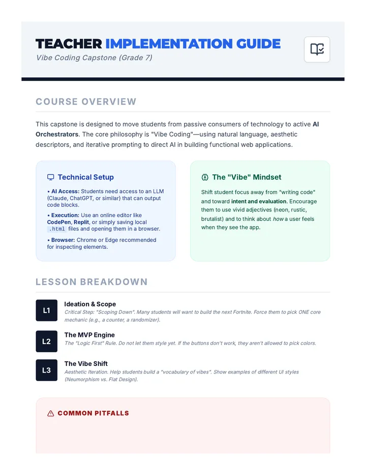 Vibe Coding Teacher Guide
