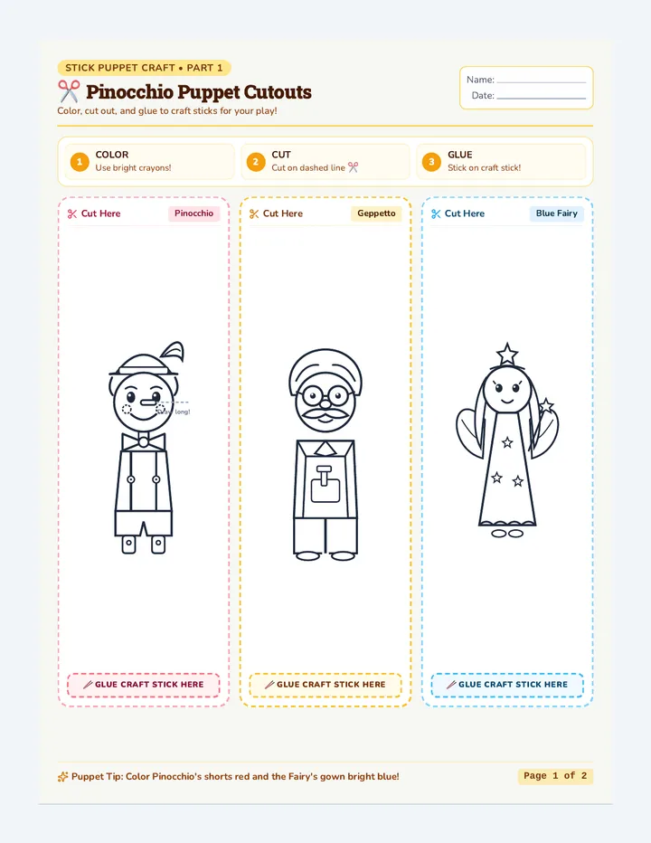 Pinocchio Puppet Cutouts
