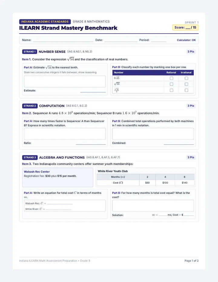 Strand Mastery Worksheet