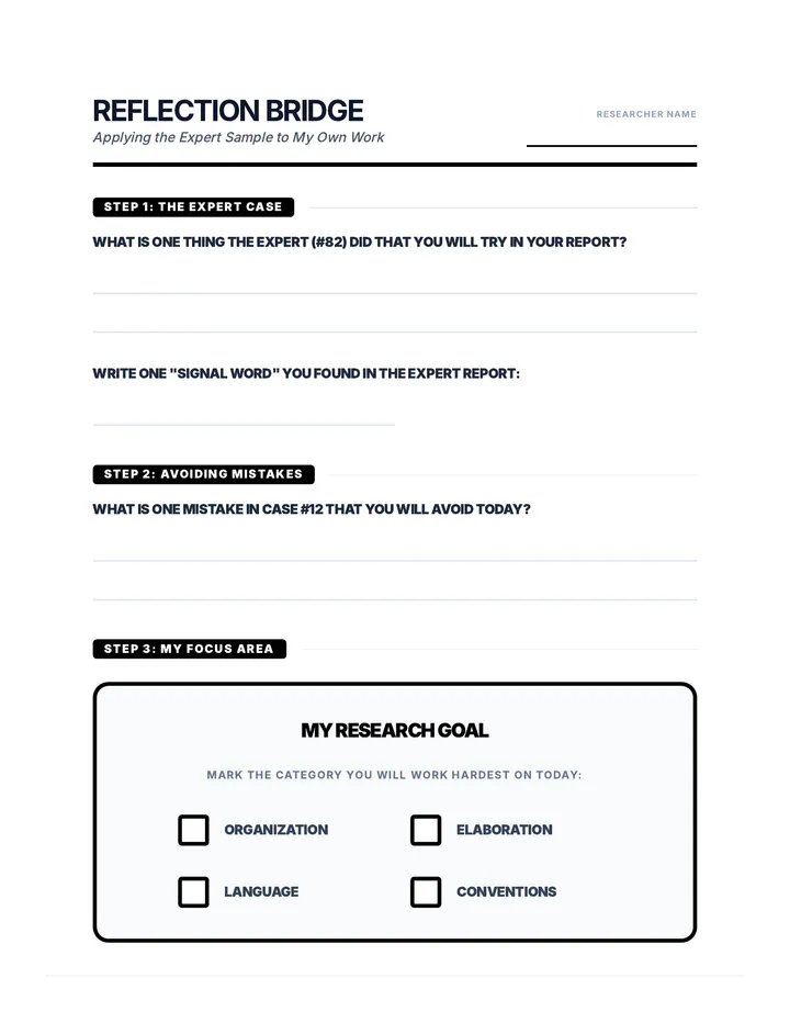 Researcher Reflection Bridge Form