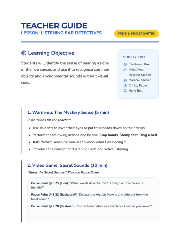 Ear Detective Teacher Guide