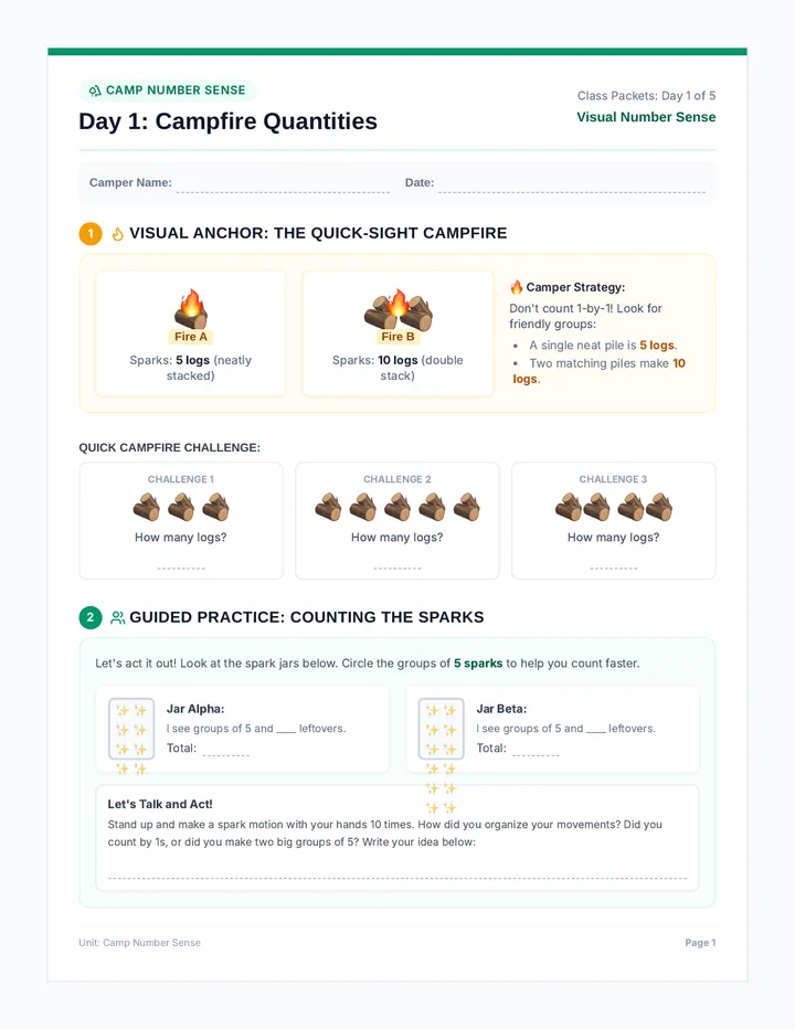 Campfire Quantities Worksheet