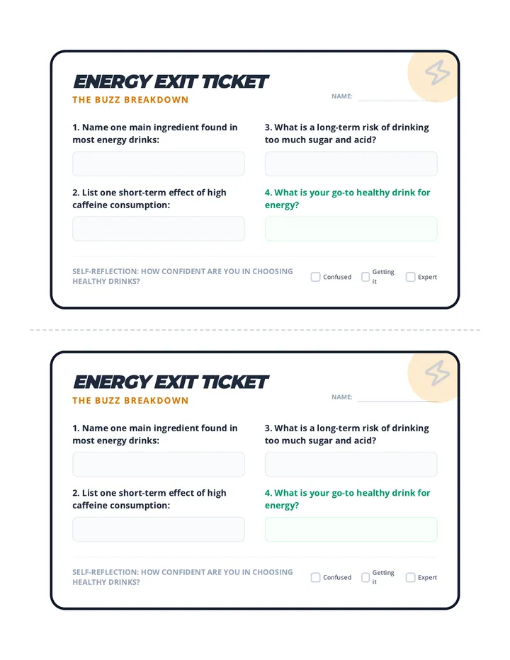Energy Exit Ticket