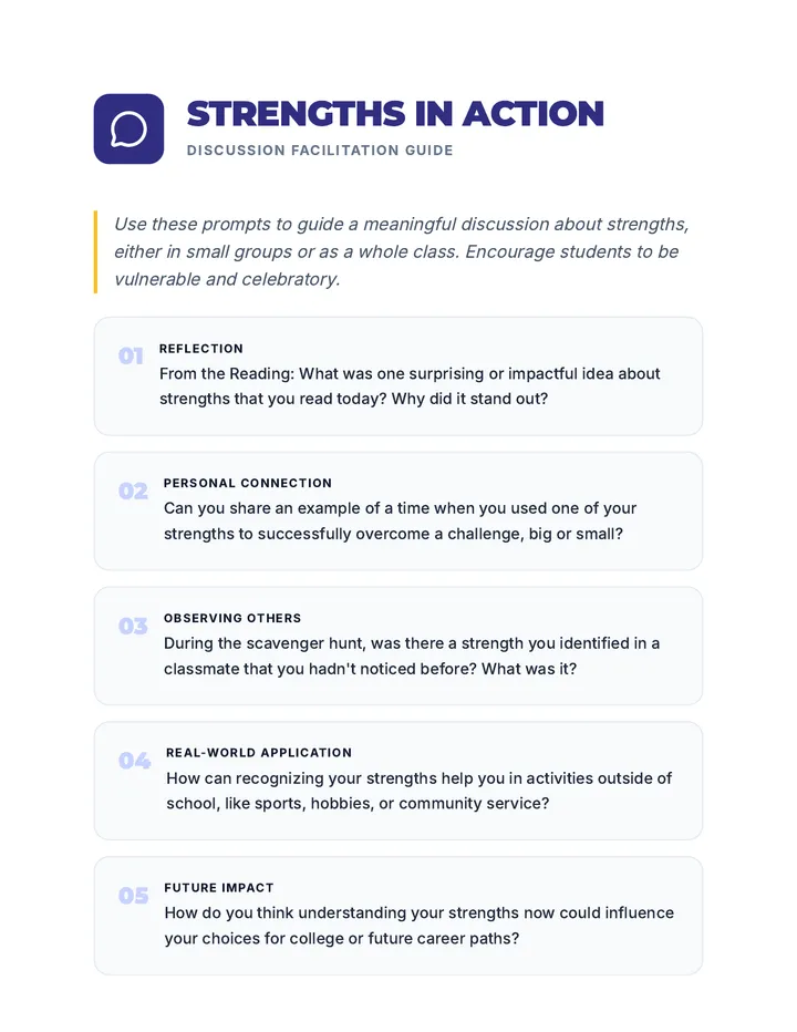 Strengths in Action Discussion Guide