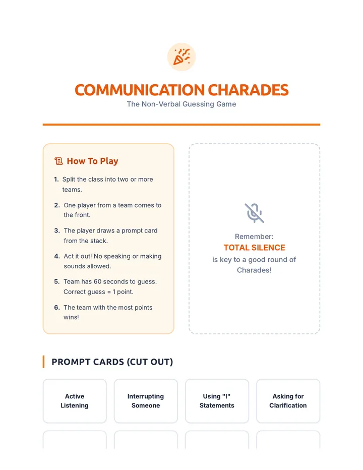 Communication Charades Game Document